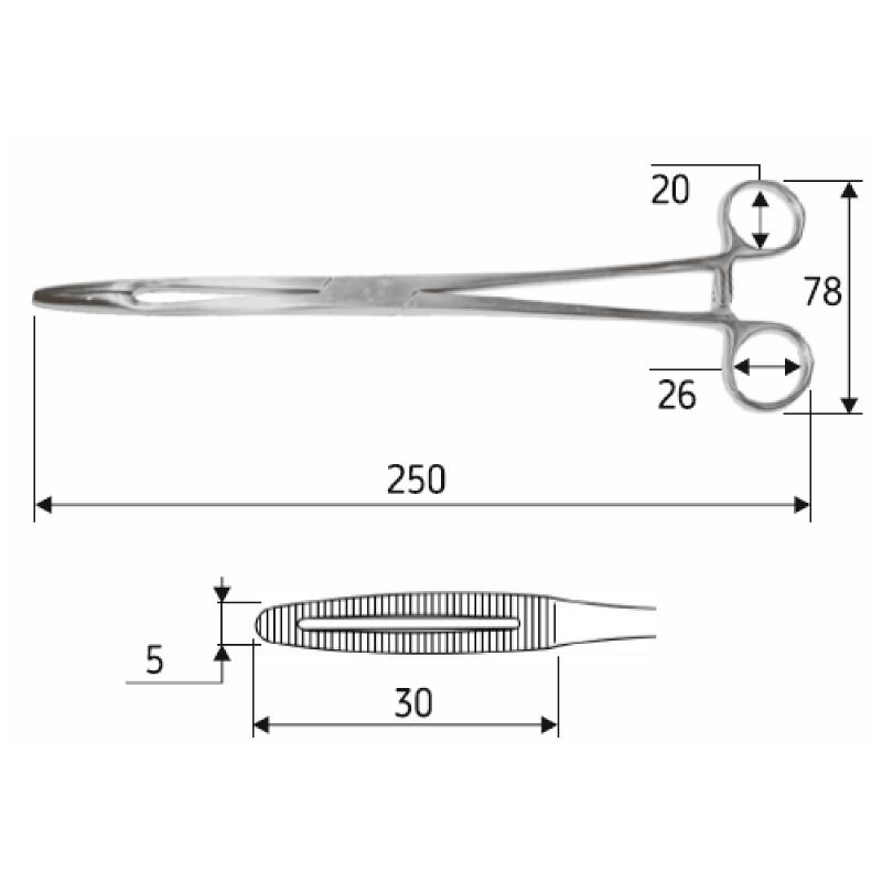 Корцанг (затискач) Gross-Maier прямий 25 cм, J-18-046 Surgicon